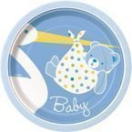 Talerzyki papierowe na Baby Shower, Chrzest- niebieskie 8szt./op.